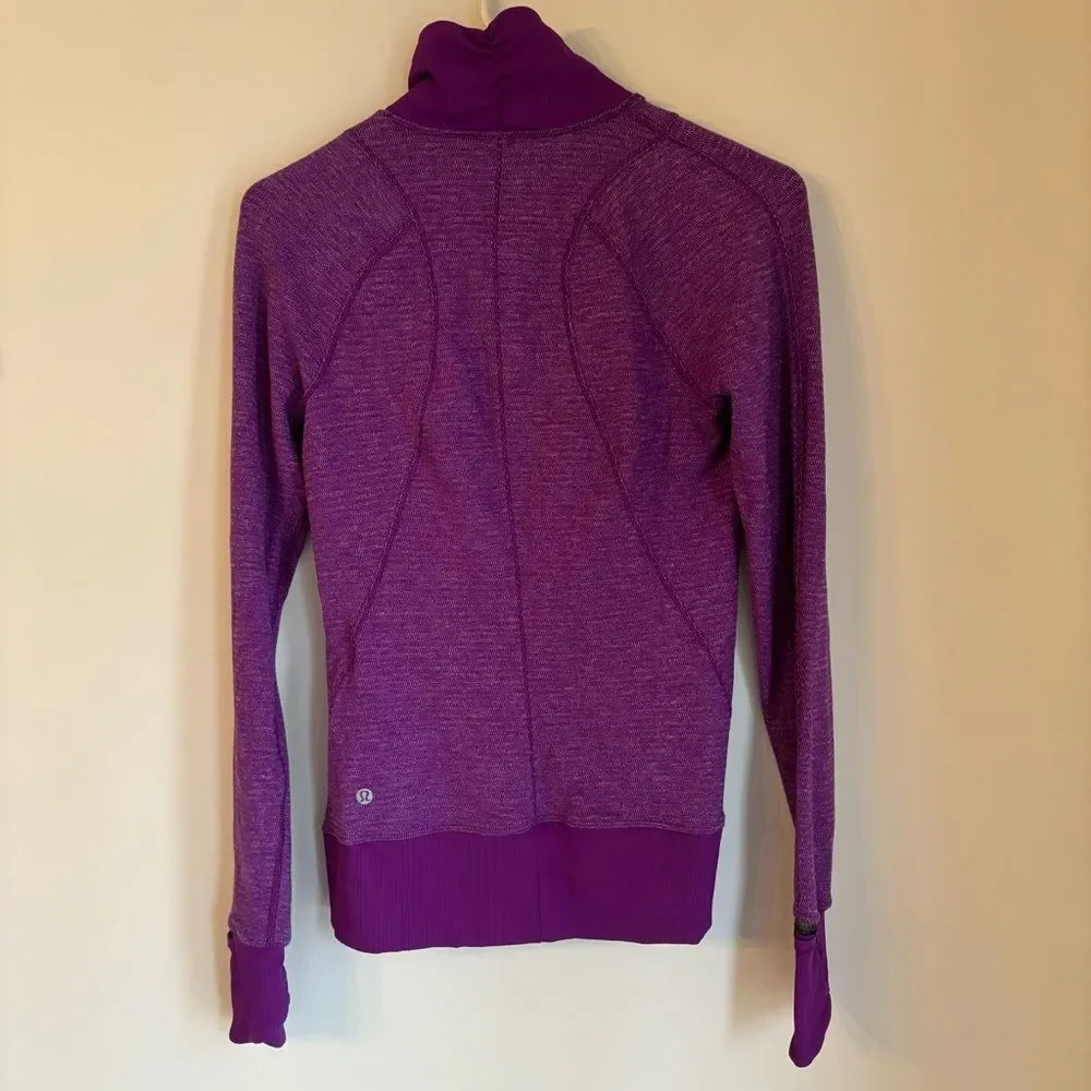 Lululemon Womens Long Sleeve Running 1/3 Zip Pullover Sweatshirt Sz 6 Purple EUC